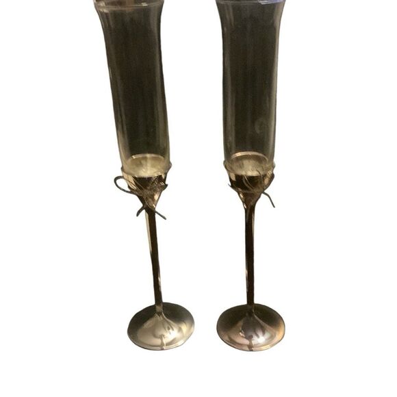 Pre Owned Vera Wang Wedgewood Love Knots Flutes Elevate Your Wedding Toast Set - Picture 6 of 11